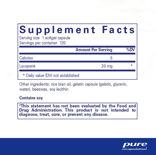 Pure Encapsulations Lycopene 20 mg | Dietary Supplement for Cellular and Macular Support | 120 Softgel Capsules