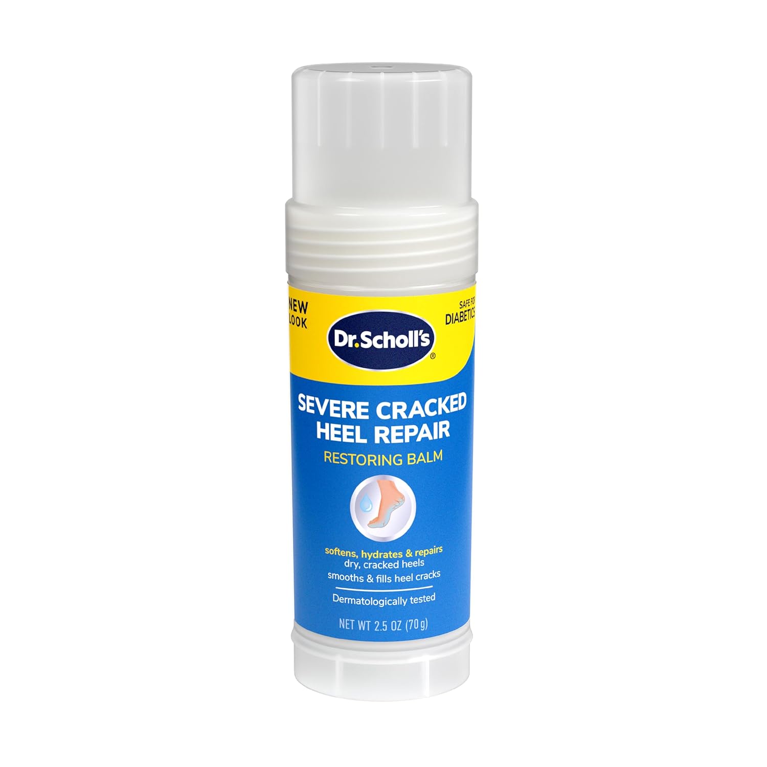 Dr. Scholl's Severe Cracked Heel Repair Restoring Balm 2.5oz, with 25% Urea for Dry, Cracked Feet, Heals and Moisturizes for Healthy Feet