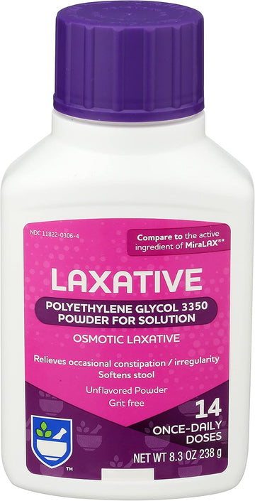 Rite Aid Laxative Powder - Polyethylene Glycol 3350, Stool Softner For Constipation Relief - 14 Dose, 8.3 Oz