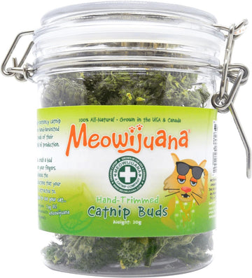 Meowijuana | Dried Premium Catnip Buds | Organic | High Potency Cat Treats | Perfect For Cat Toys | Grown In The Usa | Feline And Cat Lover Approved