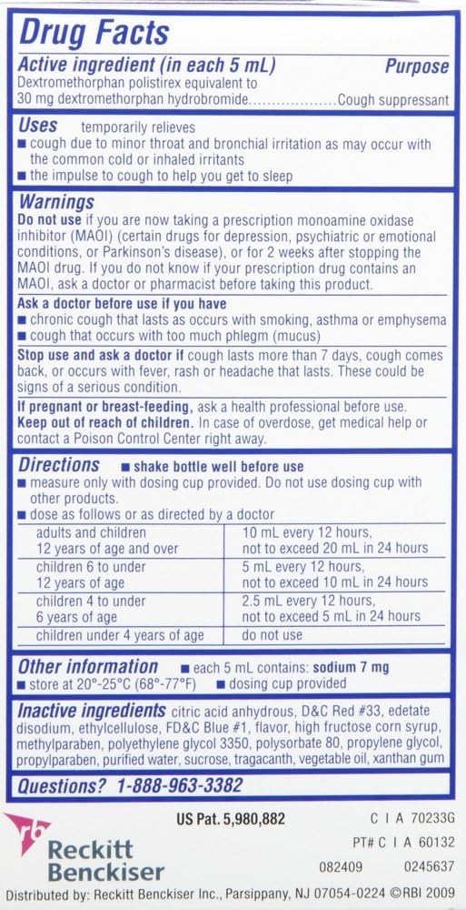 Delsym Childrens 12 Hour Cough Suppressant Liquid-Grape-3 Oz. : Health & Household