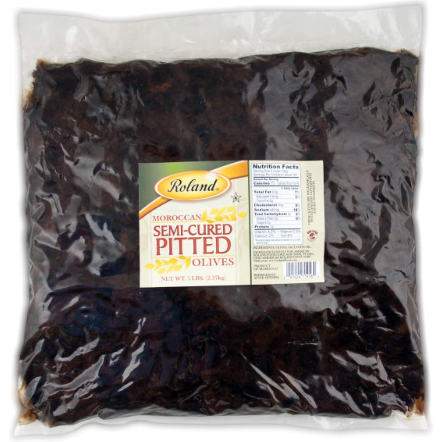 Roland Foods Oil Cured Black Olives Pitted Whole Olives Specialty Imported Food 5-Pound Bag