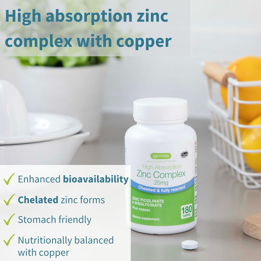 Chelated Zinc Picolinate & Bisglycinate Complex with Copper, 25mg Zinc