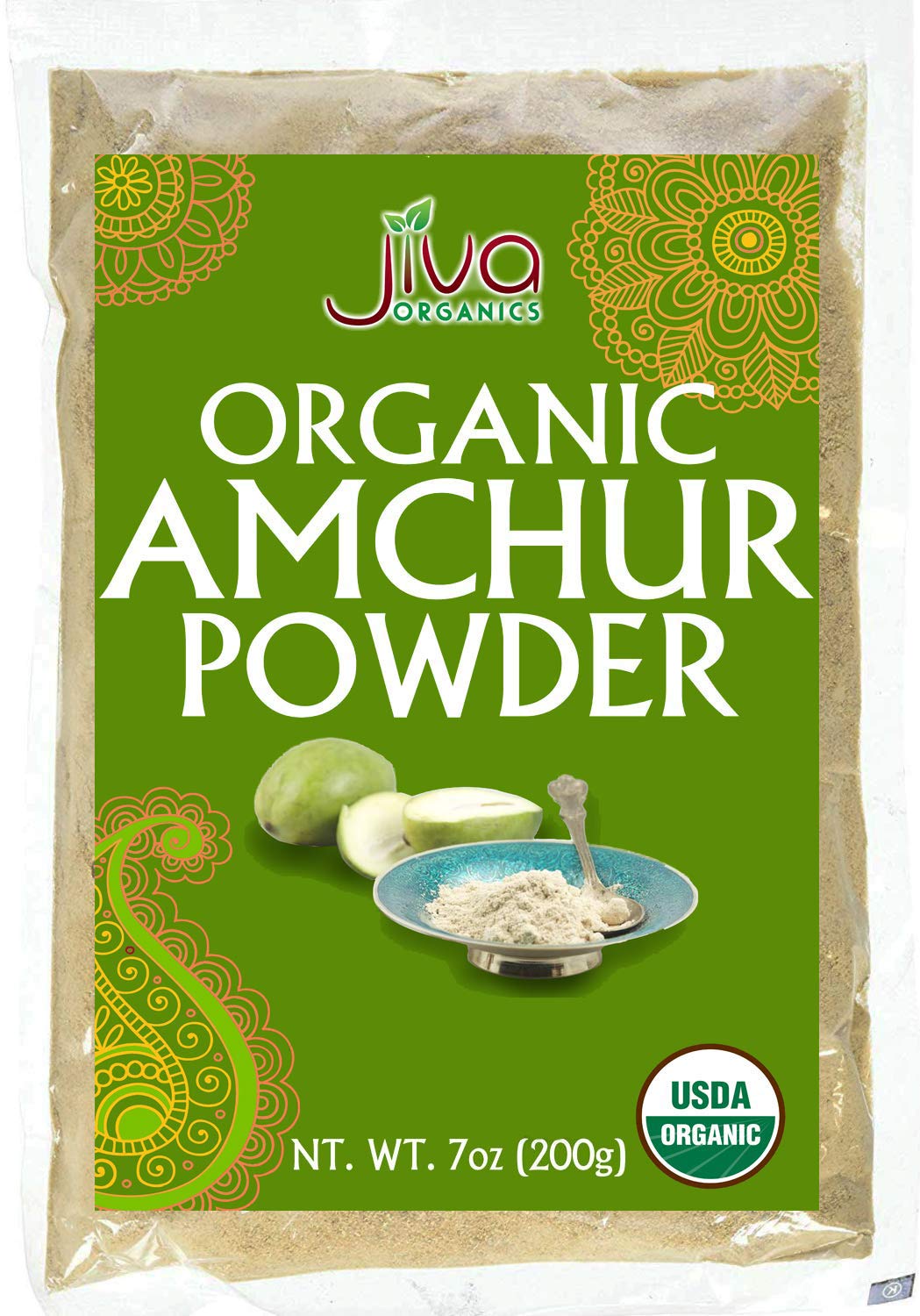 Jiva Organics Organic Amchur Powder 7 ounce Bag - Ground Dried Mango,100% Natural & Non-GMO