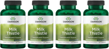 Swanson Milk Thistle - 100 Capsules - Herbal Liver Support Supplement For Overall Health And Wellbeing (4 Pack)