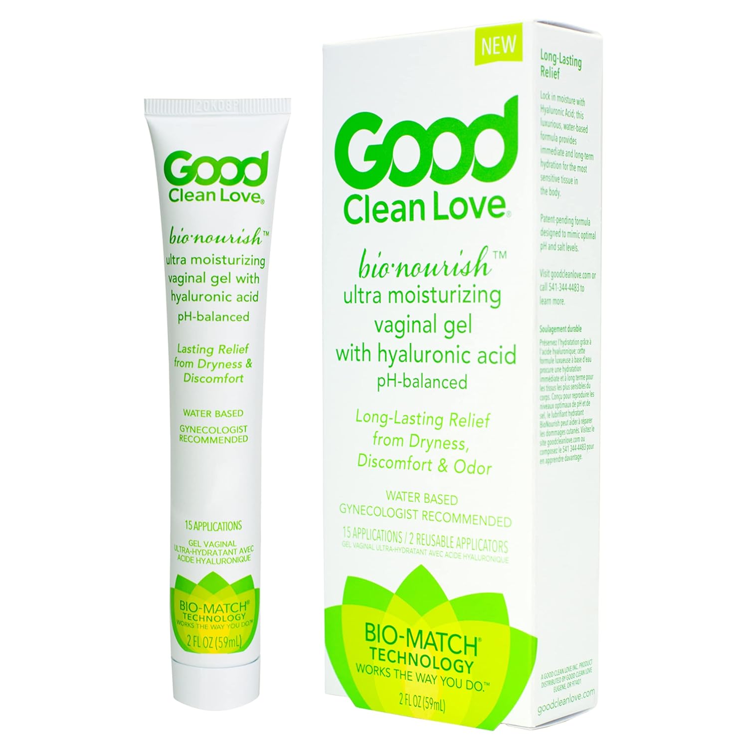 Good Clean Love BioNourish Ultra Moisturizing Vaginal Gel with Hyaluronic Acid, pH-Balanced & Water-Based, Long Lasting Relief from Dryness & Discomfort for Women, 2 Oz