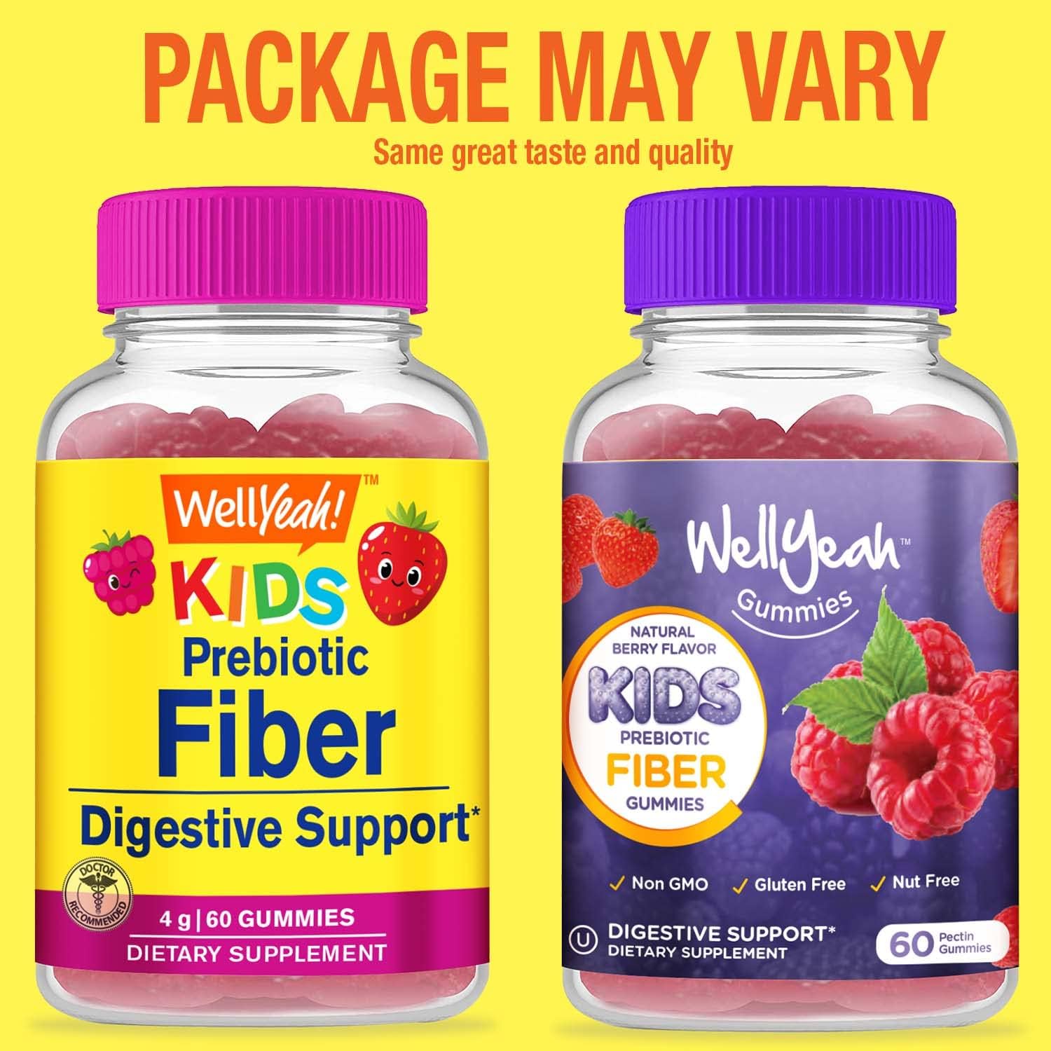 Prebiotic Fiber Gummies For Kids - Digestive System Support, Doctor Recommended - Vegan Friendly And Gluten-Free, Gmo Free - Yummy Berry Flavors - 60 Count