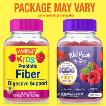 Prebiotic Fiber Gummies For Kids - Digestive System Support, Doctor Recommended - Vegan Friendly And Gluten-Free, Gmo Free - Yummy Berry Flavors - 60 Count