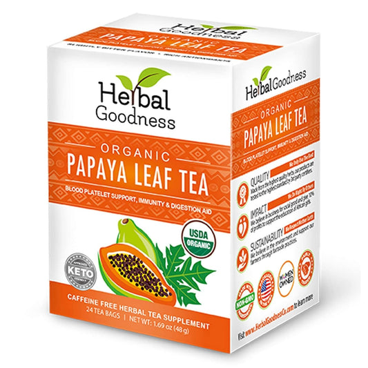 100% Organic Papaya Leaf Tea 24 Teabags Organic - Case of 6/24 Teabags