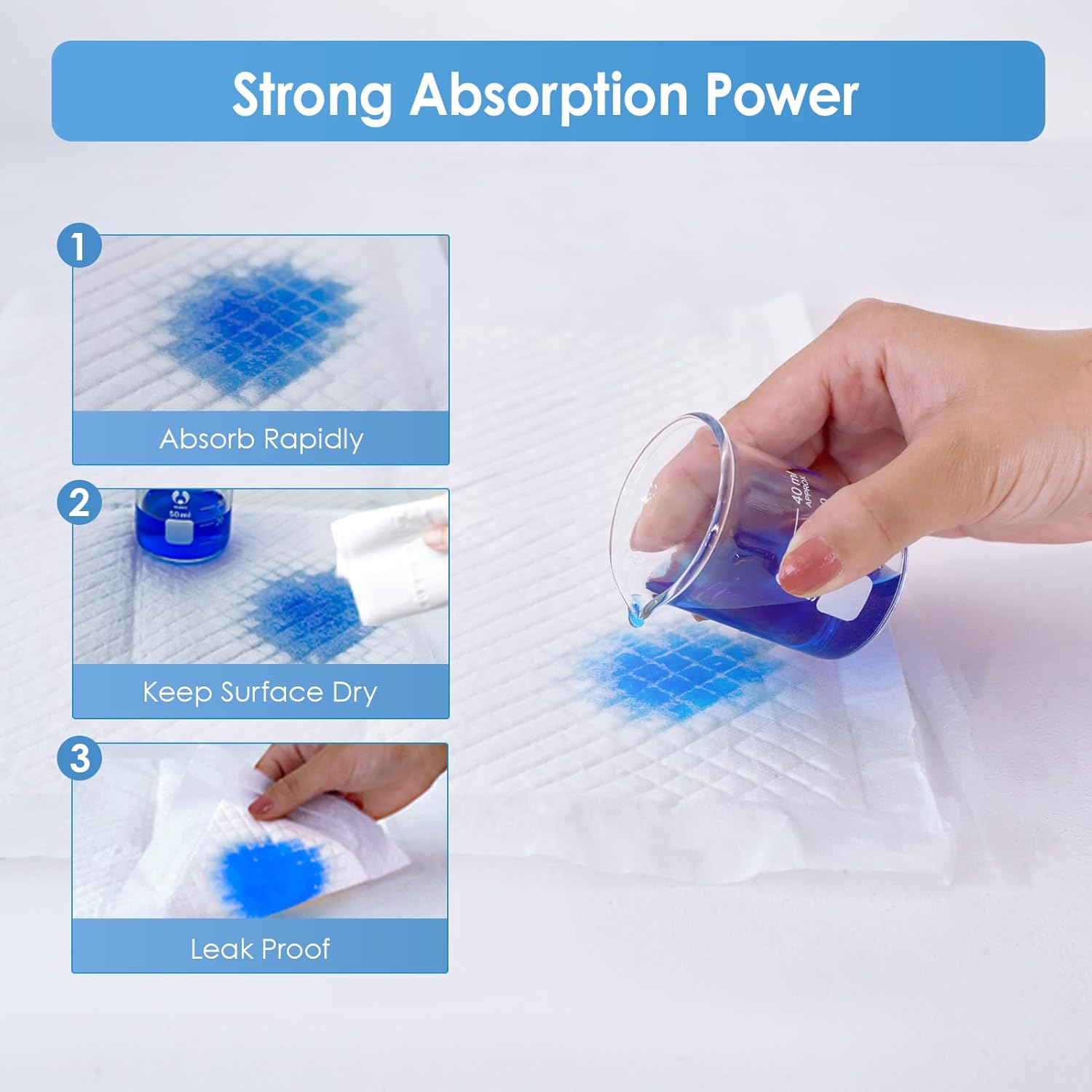Disposable Changing Pads For Baby, 100 Pack Disposable Changing Pad Liners, Waterproof Disposable Underpads, Ultra Absorbent Super Soft Breathable Diaper Changing Mat 13 X 18 In