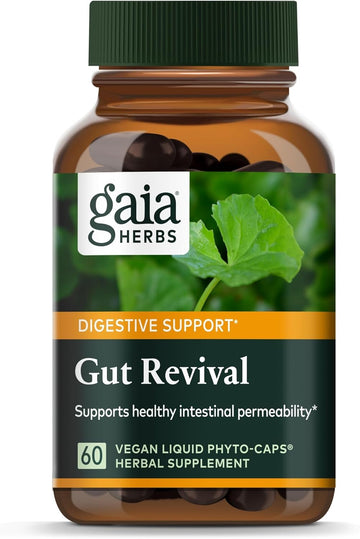 Gaia Herbs Gut Revival - Herbal Digestive Supplement To Support Gut Health - Made With Astragalus, Gotu Kola, Jujube & More - Free From Dairy, Soy & Gluten - 60 Vegan Capsules (60 Servings)