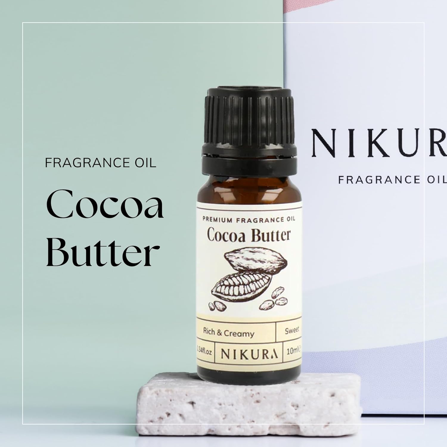 Nikura Cocoa Butter Fragrance Oil - 10ml | Perfect for Soap Making, Candle Making, Wax Melts, Diffuser, Burner | Great for use in Bath Bombs, Perfume Oil, Perfume Scents | Vegan & UK Made : Amazon.co.uk: Home & Kitchen