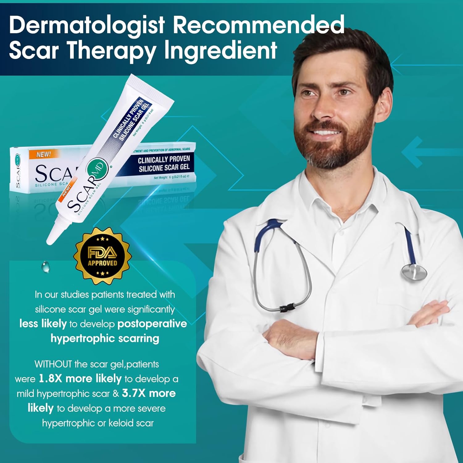 Scarmd Medical Grade Silicone Scar Gel Treatment,Keloid Bump Removal,Fades Scars From Surgery, Burn Scar,Face Belly Piercings, C Section, Cuts,Scratch,Scars Removal Treatment,Reduces Discomfort, 6G : Health & Household