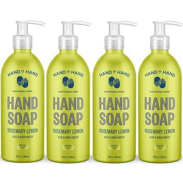 Hand In Hand Nourishing Liquid Hand Soap, 10 Fl Oz, Aloe & Birch Water, Rosemary Lemon Scent, 4 Pack