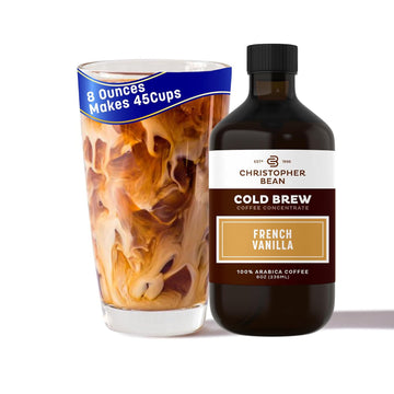 Christopher Bean Hand Crafted French Vanilla Flavored Coffee - Unsweetened Cold Brew & Iced Instant Coffee Distillate Liquid Java - Vanilla Coffee Beans Extract 100% Arabica, (8-Ounce), 236 Ml
