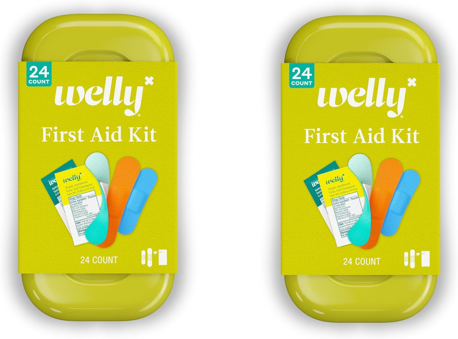 Welly Quick Fix, On The Go First Aid Kit, Assorted Bandages, Ointments, And Hand Sanitizer, Three Color Bandages - 2 Pack