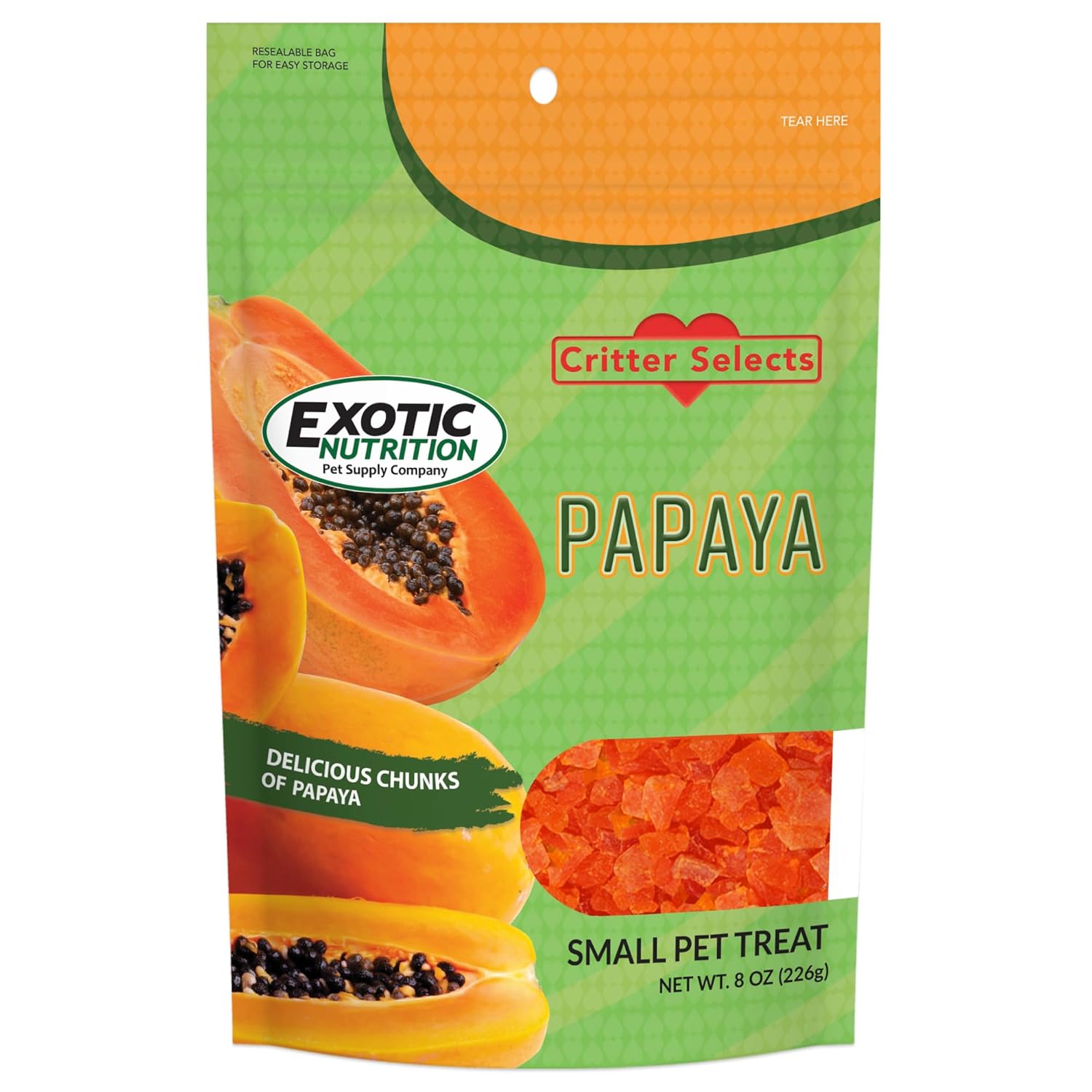 Papaya Treat 1/2 Lb - Healthy Natural Dried Fruit Treat - Rabbit, Guinea Pig, Hamster, Gerbil, Rat, Parrot, Sugar Glider, Squirrel, Birds & Small Pets