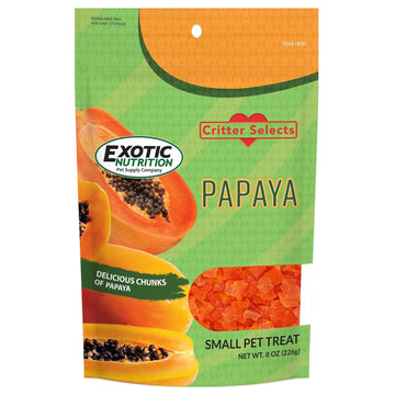 Papaya Treat 1/2 Lb - Healthy Natural Dried Fruit Treat - Rabbit, Guinea Pig, Hamster, Gerbil, Rat, Parrot, Sugar Glider, Squirrel, Birds & Small Pets