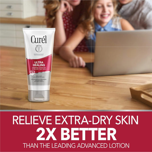 Curel Ultra Healing Intensive Fragrance-Free Lotion For Extra-Dry Skin, Dermatologist Recommended, Ideal For Sensitive Skin, Cruelty Free, Paraben Free, 2.5 Oz, Pack Of 4