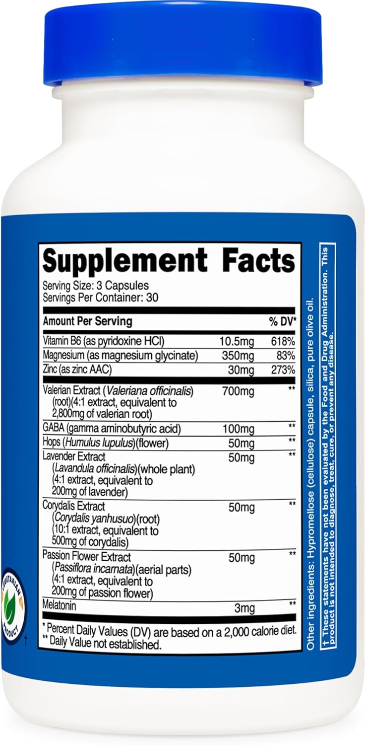 Nutricost Sleep Aid Complex 1330mg Serving (90 Capsules) : Health & Household