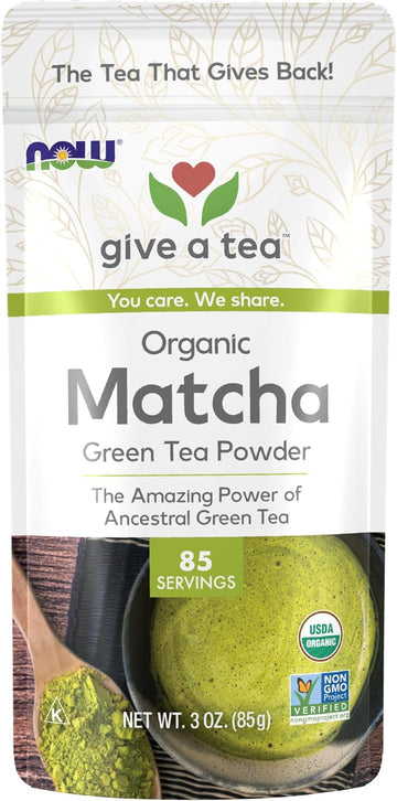 NOW Foods, Certified Organic Matcha Green Tea Powder, Non-GMO Project Verified, 3-