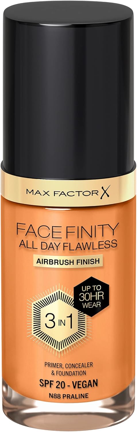 Max Factor Facefinity 3-In-1 All Day Flawless Liquid Foundation, Spf 20 - 88 Praline, 30 Ml