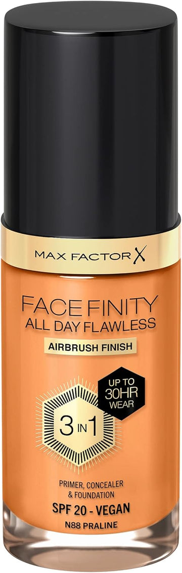 Max Factor Facefinity 3-In-1 All Day Flawless Liquid Foundation, Spf 20 - 88 Praline, 30 Ml
