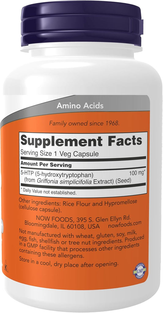 Now Foods Supplements, 5-Htp (5-Hydroxytryptophan) 100 Mg, Neurotransmitter Support