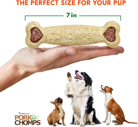 Pork Chomps Dog Chew, 7-Inch Crunchy Bone, Chicken Flavor, 1 Count