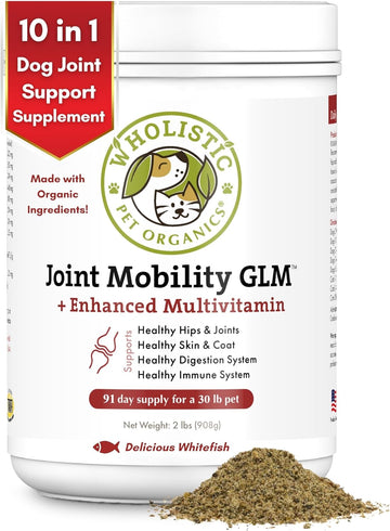 Wholistic Pet Organics Joint Mobility GLM: Dog Joint Health Supplement Glucosamine Chondroitin for Dogs Arthritis Pain Relief Hip and Joint Support Green Lipped Mussels for Dogs Large Breed