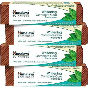 Himalaya Botanique Whitening Complete Care Toothpaste, Teeth Whitening, Fights Plaque, Fluoride Free, No Artificial Flavors, Sls Free, Cruelty Free, Foaming, Simply Mint Flavor, 5.29 Oz, 4 Pack…