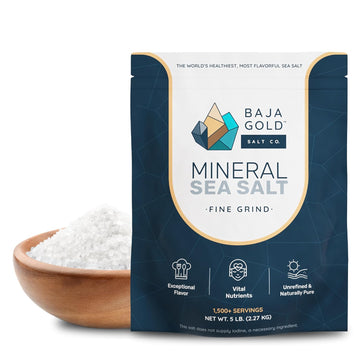 Baja Gold Mineral Sea Salt, Fine Grind, 5 Lb. Bag