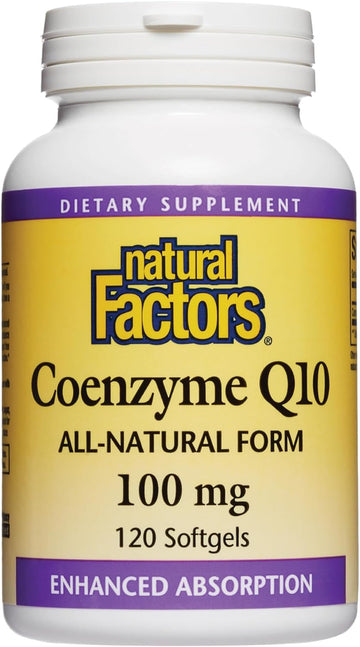 Natural Factors, Coenzyme Q10 100 mg, Natural Coenzyme Q10 Supplement for Energy, Heart and Cognitive Support