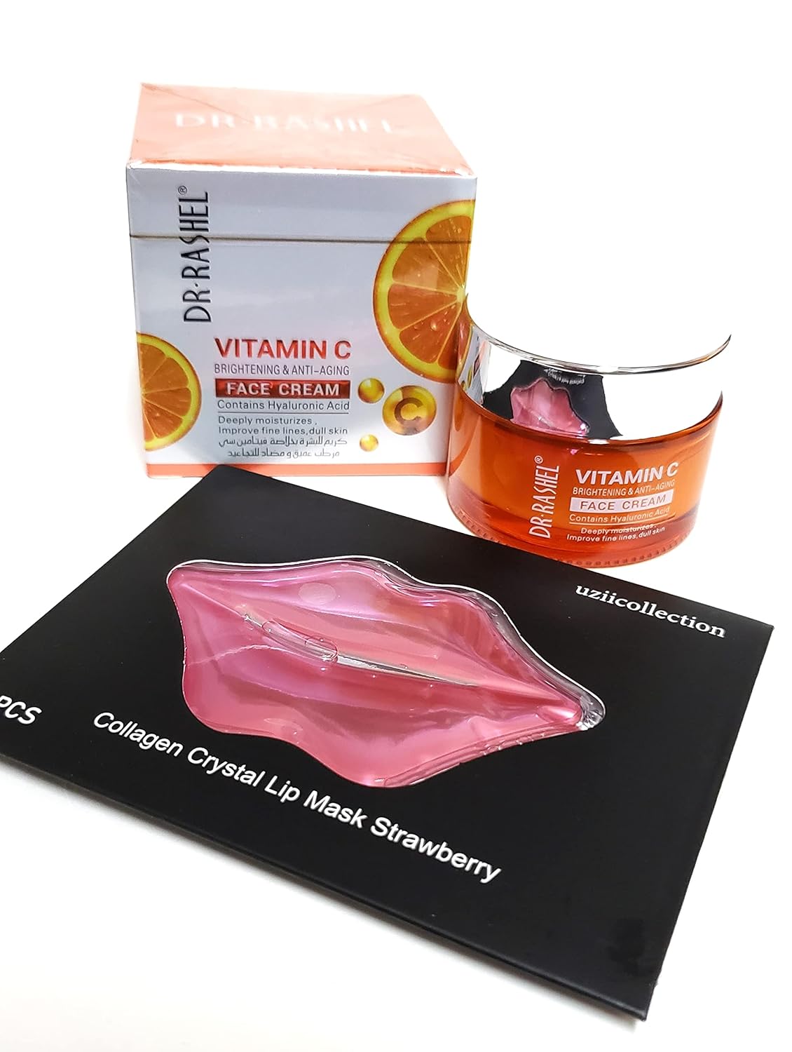 Dr Rashel Vitamin C Face Cream - Hyaluronic Acid , Anti Aging And Collagen Moisturizer - 1.76 Oz + 1 Pcs Of Collagen Crystal Lip Mask Strawberry : Beauty & Personal Care