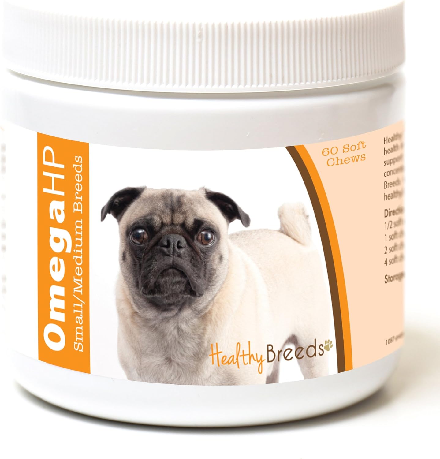 Healthy Breeds Pug Omega HP Fatty Acid Skin and Coat Support Soft Chews 60 Count
