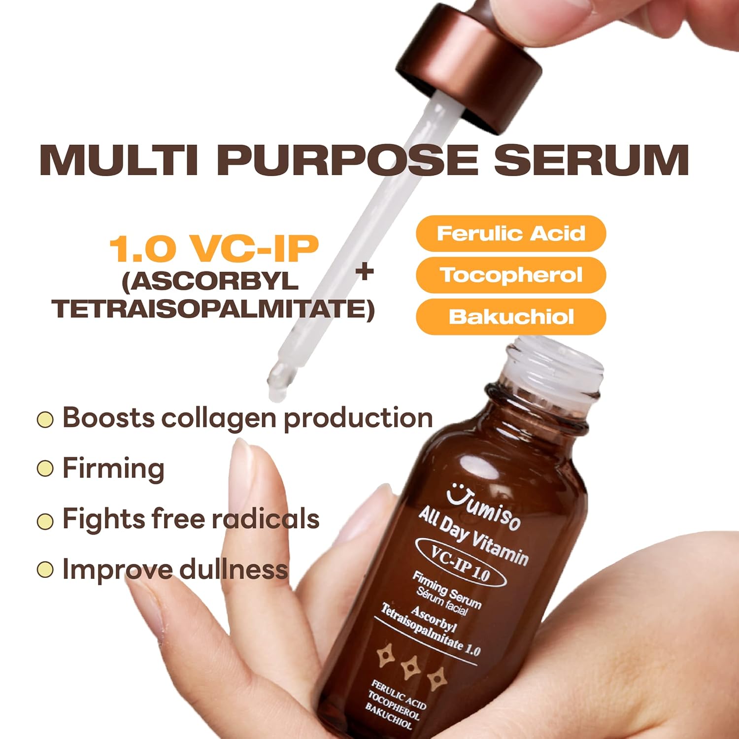 Jumiso All Day Vc-Ip 1.0 Firming Serum 30Ml, 1.01 Fl Oz, Boosting Collagen, Reducing Fine Lines, Aronia Extract, Bakuchiol, Panthenol