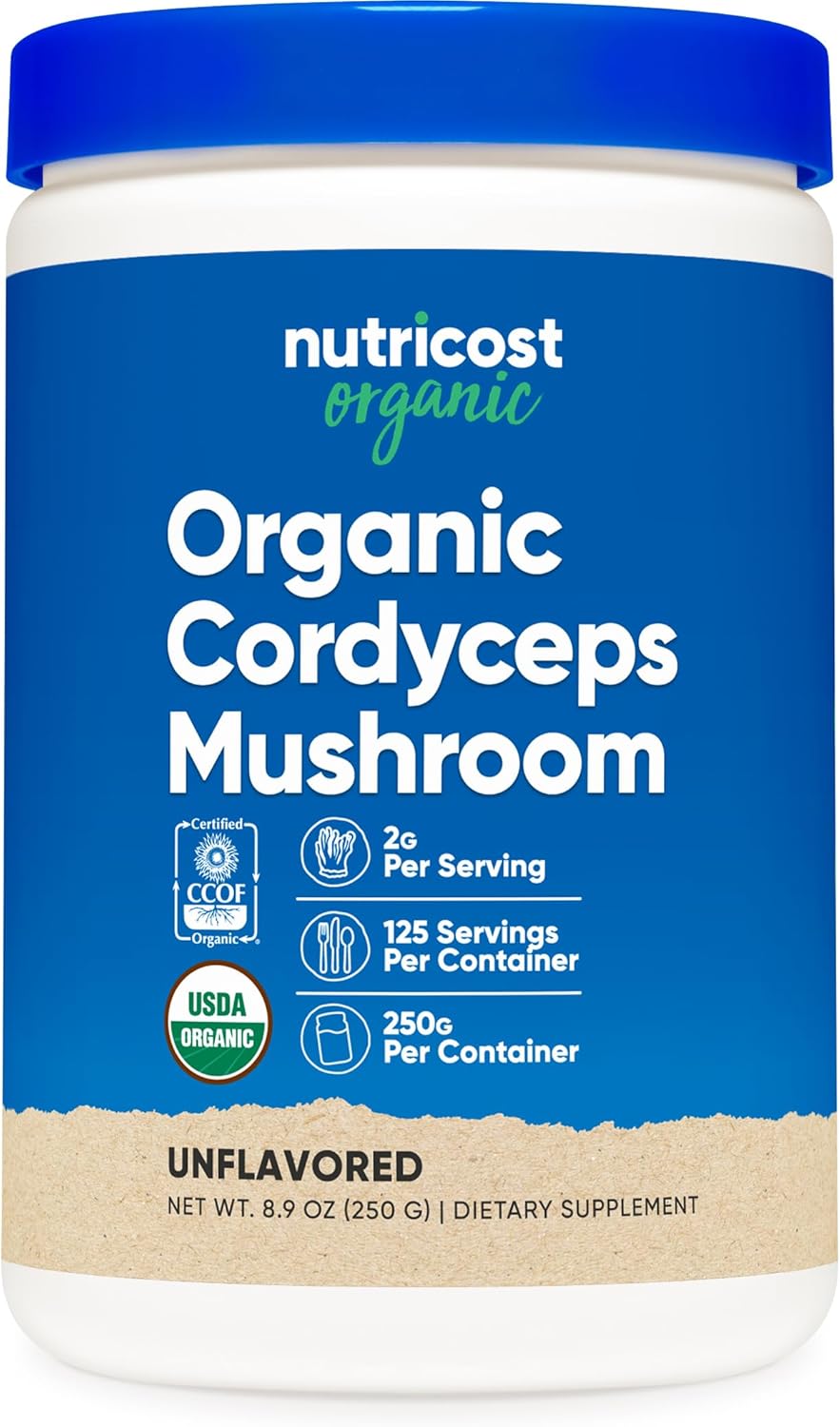 Nutricost Organic Cordyceps Mushroom Powder 250 Grams - Usda Certified Organic, Non-Gmo, Gluten Free