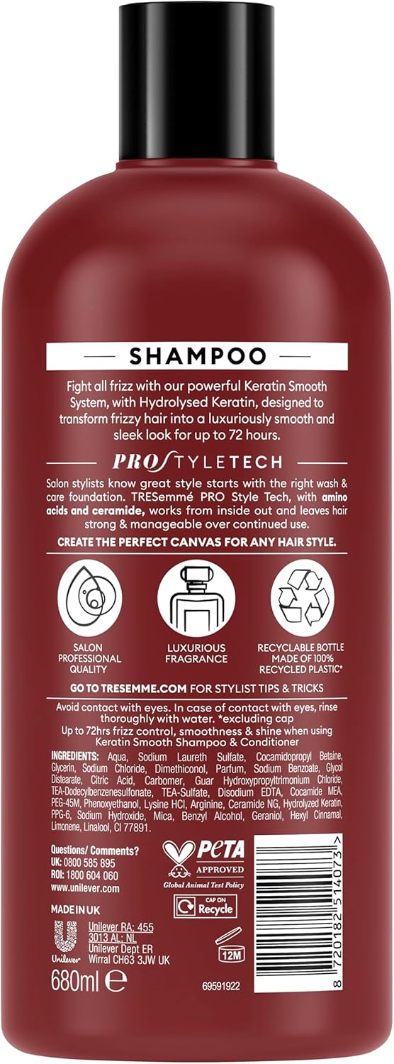 1Xtresemmé Keratin Smooth Shampoo 680 Ml & 1X Tresemmé Keratin Smooth Conditioner For 72H Frizz Control, Smoothness & Shine 680 Ml 2 Piece