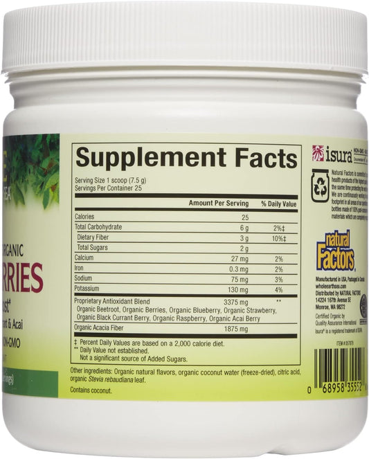 Whole Earth & Sea from Natural Factors, Beets & Berries Antioxidant Boost with Beets, Acai & More, 6.6 oz Powder