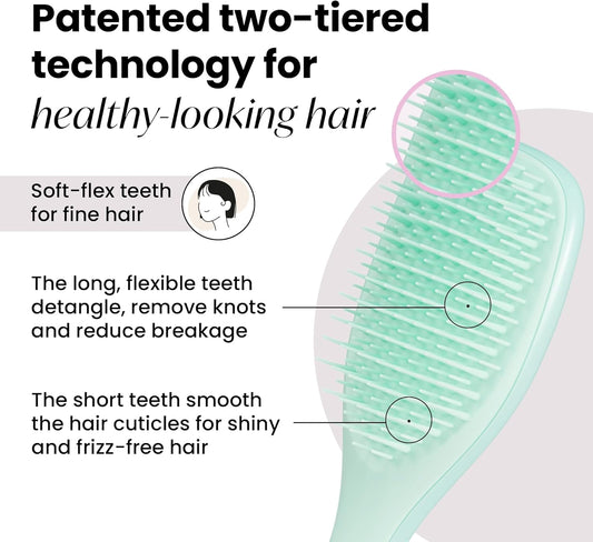 Tangle Teezer Mini Ultimate Detangler Fine And Fragile, For Wet And Dry Hair, Detangling Brush For Thin And Fine Hair, Optimal Brush For Kids And Travel, Jade Lagoon