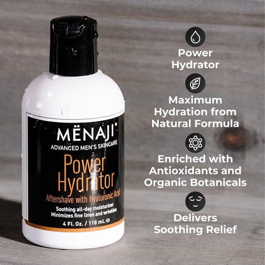 Mënaji Power Hydrator Aftershave - Razor Burn Relief - Mens Aftershave - Razor Bump And Ingrown Hair Treatment - All Natural - 4 Fl Oz