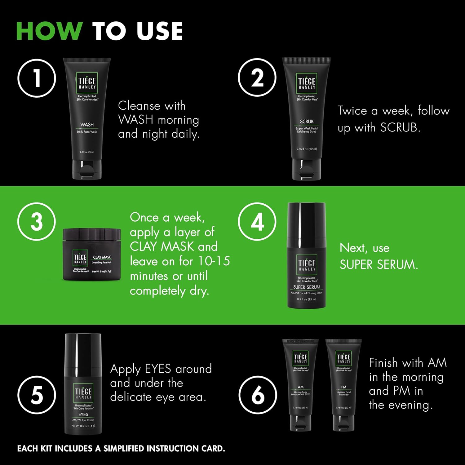 Tiege Hanley Mens Skin Care Set, Revitalization Skin Care Routine for Men (System Level 4) - Men's Skincare Set for Fine Lines Includes Face Wash, Scrub, Moisturizer, Eye Cream, Face Serum, Clay Mask : Beauty & Personal Care