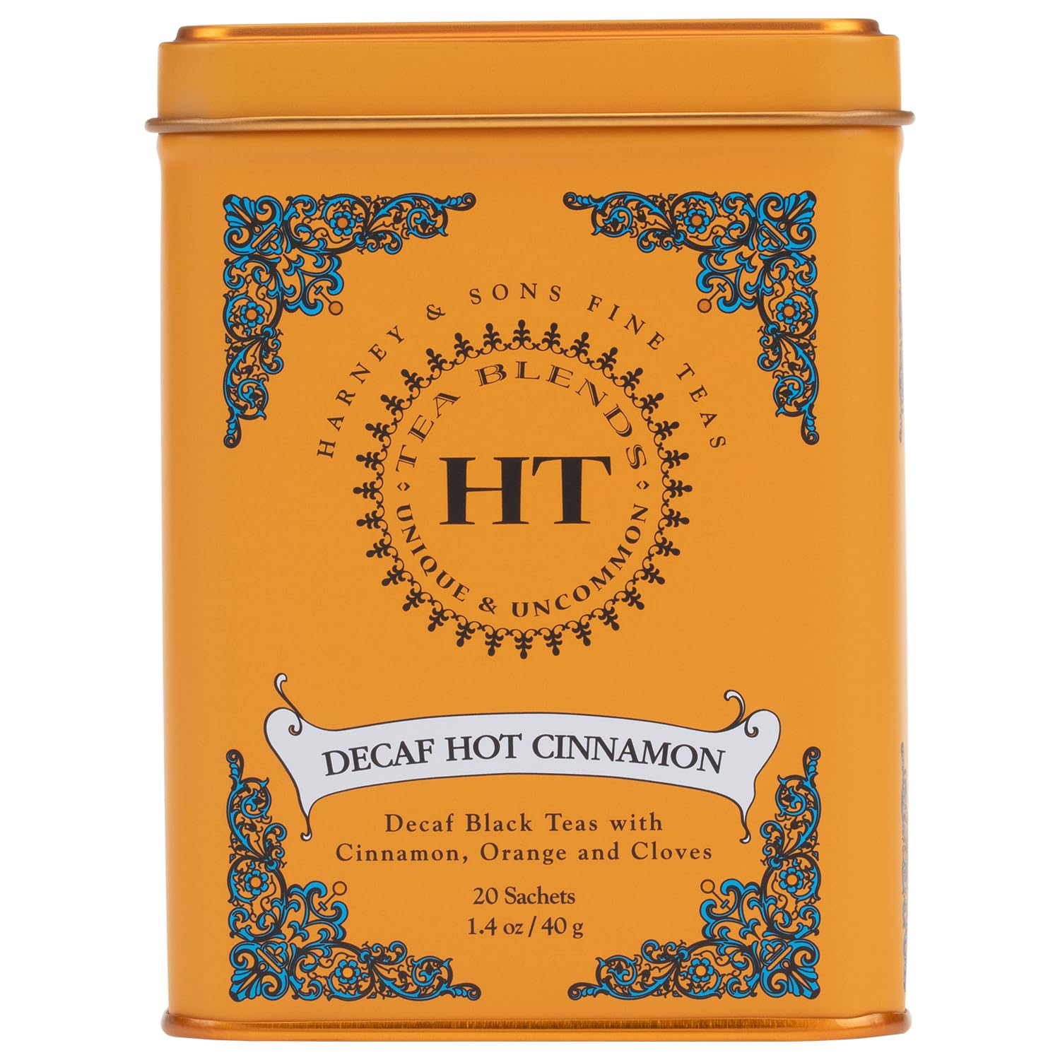 Harney And Sons Decaf Hot Cinnamon , Decaf Flavored Black 20 Sachets Per Tin 1.4Oz