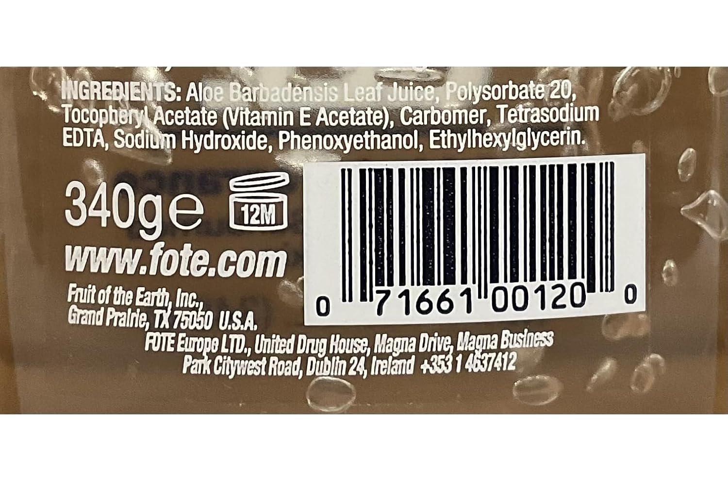 Fruit Of The Earth 100 % Aloe Vera Gel, 12 oz (Pack of 2) by Fruit of the Earth : Beauty & Personal Care