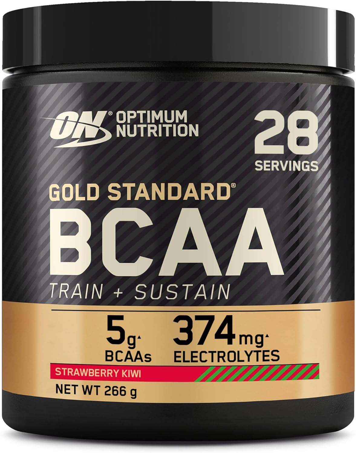 Optimum Nutrition Gold Standard Bcaa Train + Sustain, Amino Acids Pre Workout Powder, Sports Drink With Vitamin C, Zinc, Magnesium And Electrolytes, Strawberry Kiwi Flavour, 28 Servings, 266 G