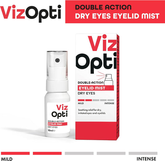Vizopti Double-Action Dry Eye Mist - Hydrating & Soothing Solution For Dry Eyes, Burning, Irritation & Eyelid Care Spray