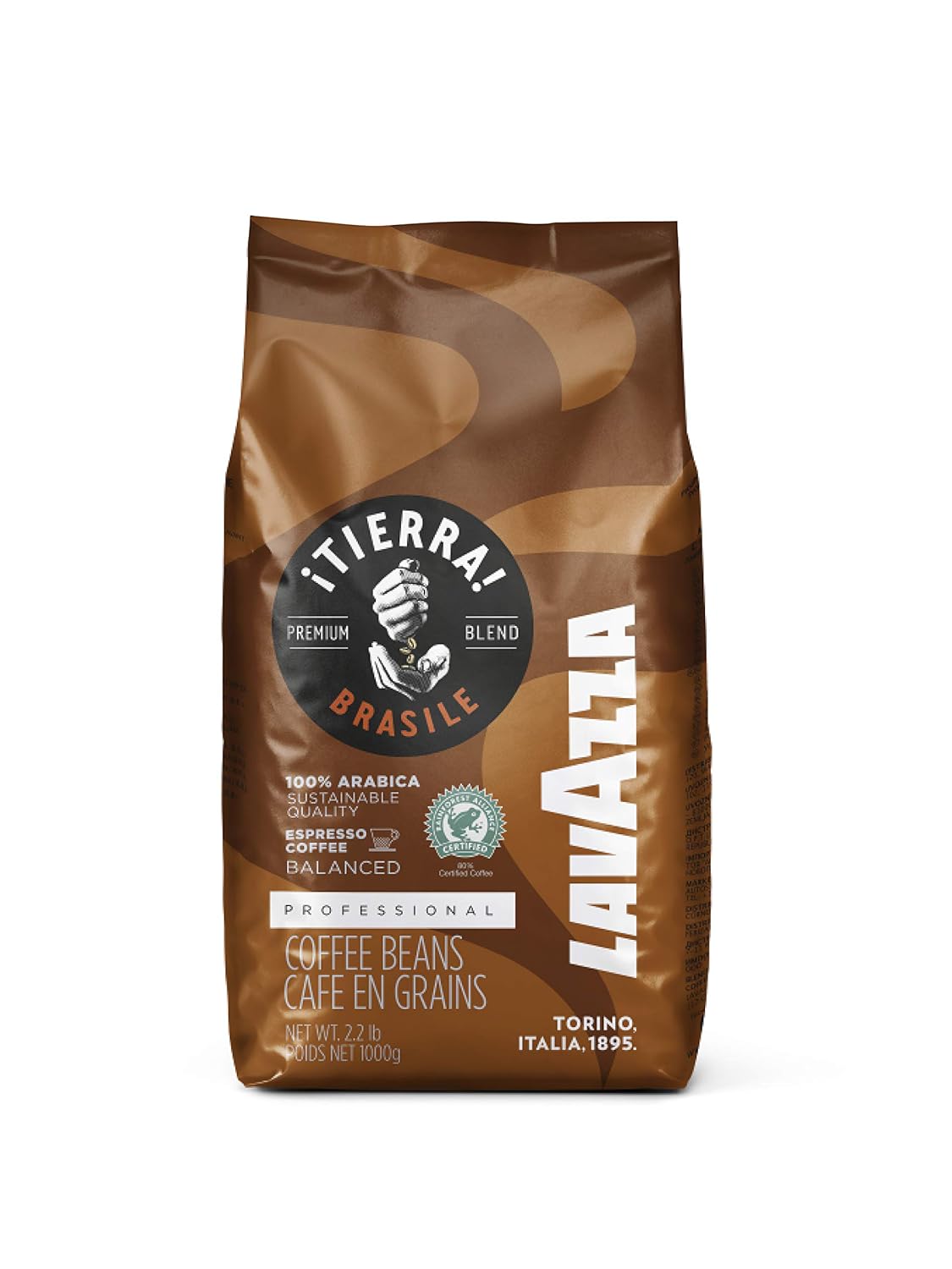 Lavazza ¡TIERRA! Brasile 100% Arabica Whole Bean Espresso ,Aromatic notes of caramel, hazelnuts, honey and milk chocolate, Authentic Italian, Blended and roasted in Italy : Everything Else