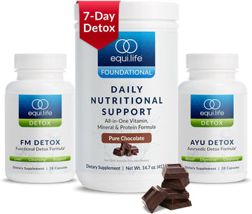 Equilife Dr. Cabral Detox, 7 Day Program With Plant Based Protein, Vitamins, Amino Acids, & Minerals To Support Full Body Balance, Meal Replacement Powder, Vegan, Gluten Free, Vanilla, 14 Servings