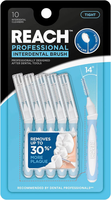 Reach Interdental Brush Tight 1.0mm | Removes up to 30% More Plaque | Special Designed for Gum Protection, PFAS Free | 10 Brushes