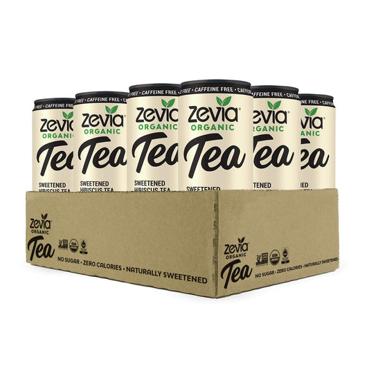 Zevia Zero Sugar Tea, Hibiscus Tea With Passionfruit Caffeine Free, 12 Oz Cans (12-Pack) – Naturally Sweetened, Zero Calorie Sugar Free - Non-Gmo Project Verified, Gluten-Free, Vegan